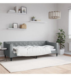 Lit de repos gris clair 80x200 cm tissu