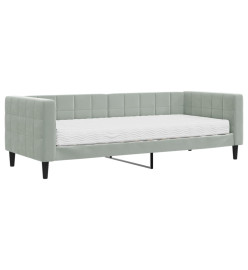 Lit de jour avec matelas gris clair 80x200 cm velours