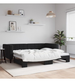 Lit de jour avec lit gigogne noir 90x200 cm velours