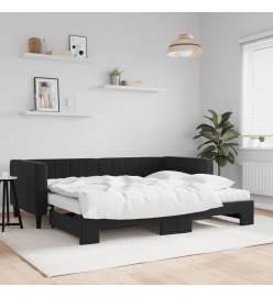 Lit de jour avec gigogne et matelas noir 90x200 cm velours