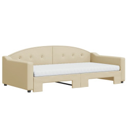 Lit de jour avec gigogne et matelas crème 100x200 cm tissu