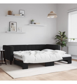 Lit de jour avec lit gigogne noir 90x190 cm velours