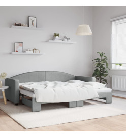 Lit de jour avec lit gigogne gris clair 80x200 cm tissu