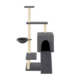 Arbre à chat avec griffoirs en sisal gris foncé 130,5 cm