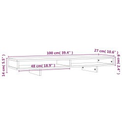 Support de moniteur Blanc 100x27x14 cm Bois de pin solide