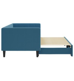 Lit de jour avec lit gigogne bleu 80x200 cm velours