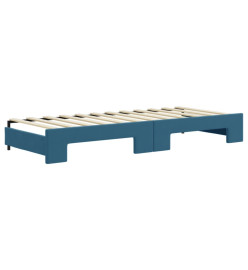 Lit de jour avec lit gigogne bleu 80x200 cm velours