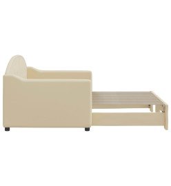 Lit de jour avec lit gigogne crème 80x200 cm tissu