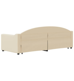 Lit de jour avec lit gigogne crème 80x200 cm tissu