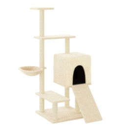 Arbre à chat avec griffoirs en sisal crème 130,5 cm