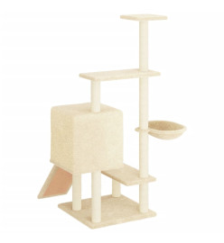 Arbre à chat avec griffoirs en sisal crème 130,5 cm