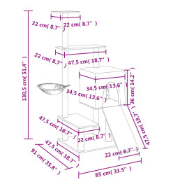 Arbre à chat avec griffoirs en sisal crème 130,5 cm