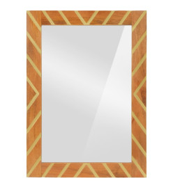 Miroir salle de bain marron 50x70x3cm bois de manguier et verre