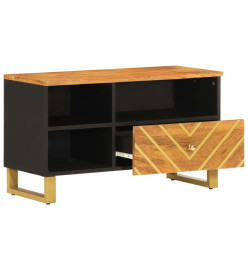 Meuble TV marron et noir 80x33,5x46 cm bois massif de manguier