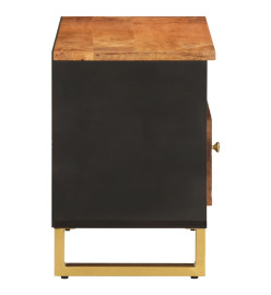 Meuble TV marron et noir 80x33,5x46 cm bois massif de manguier