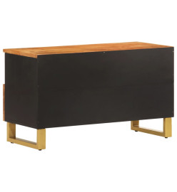 Meuble TV marron et noir 80x33,5x46 cm bois massif de manguier