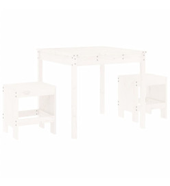 Ensemble de bistrot de jardin 3 pcs blanc bois de pin massif