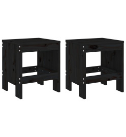 Tabourets de jardin 2 pcs noir 40x36x45 cm bois massif de pin