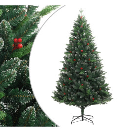 Sapin de Noël artificiel à charnières avec baies rouges 180 cm