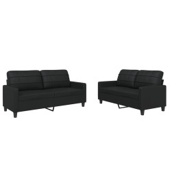 Ensemble de canapés 2 pcs avec coussins Noir Similicuir