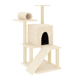 Arbre à chat avec griffoirs en sisal crème 110,5 cm