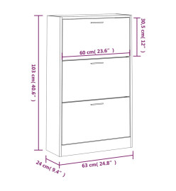 Armoire à chaussures Sonoma gris 63x24x103 cm Bois d'ingénierie