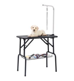 Table de toilettage réglable de chiens avec 1 boucle et panier