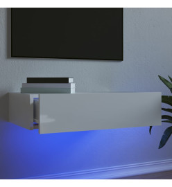 Meuble TV avec éclairage LED blanc brillant 60x35x15,5 cm