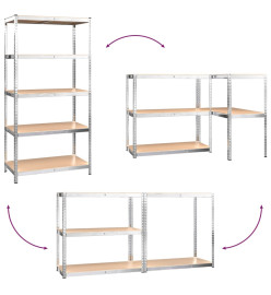 Étagère de rangement 5 niveaux Argenté Acier et bois ingénierie