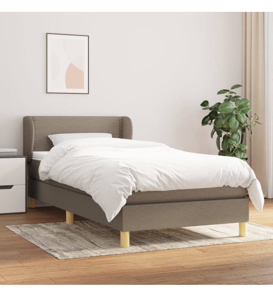 Lit à sommier tapissier avec matelas Taupe 90x190 cm Tissu Lit à sommier tapissier avec matelas Taupe 90x190 cm Tissu
