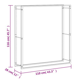 Portant de bois de chauffage 110x28x116 cm acier inoxydable