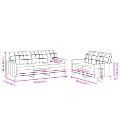 Ensemble de canapés 2 pcs avec coussins Jaune clair Tissu