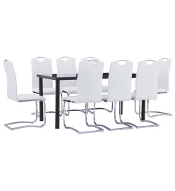 Ensemble de salle à manger 9 pcs Similicuir Blanc