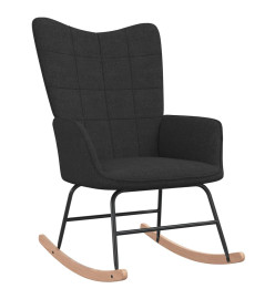 Chaise à bascule avec tabouret Noir Tissu