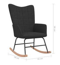 Chaise à bascule avec tabouret Noir Tissu