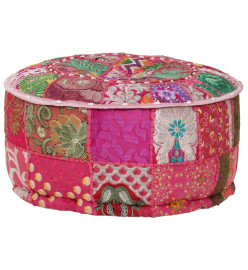 Pouf rond en coton en patchwork fait à la main 40 x 20 cm Rose