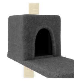 Arbre à chat avec griffoirs en sisal gris foncé 95 cm