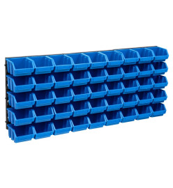 Kit de bacs de stockage et panneaux muraux 48 pcs Bleu et noir