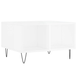 Table basse Blanc brillant 60x50x36,5 cm Bois d'ingénierie
