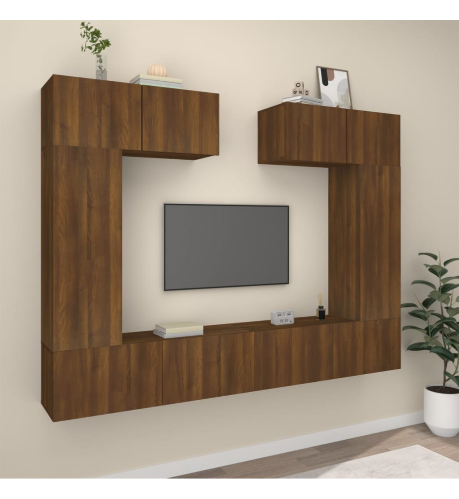 Ensemble de meubles TV 6 pcs Chêne marron Bois d'ingénierie