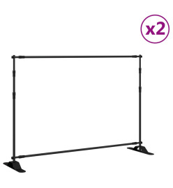 Supports de toile de fond 2 pcs noir 305x243 cm acier