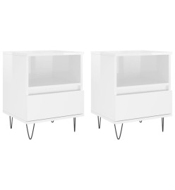 Tables de chevet 2 pcs blanc brillant 40x35x50 cm