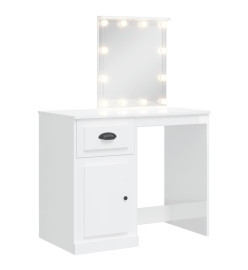 Coiffeuse avec lumières LED blanc brillant 90x42x132,5 cm