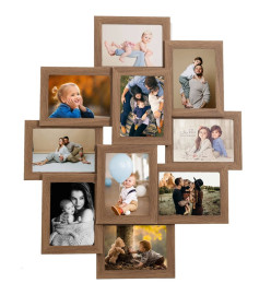 Collage de cadres photo de photo 10x(10x15 cm) Marron clair MDF