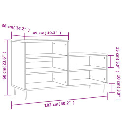 Armoire à chaussures Chêne fumé 102x36x60 cm Bois d'ingénierie