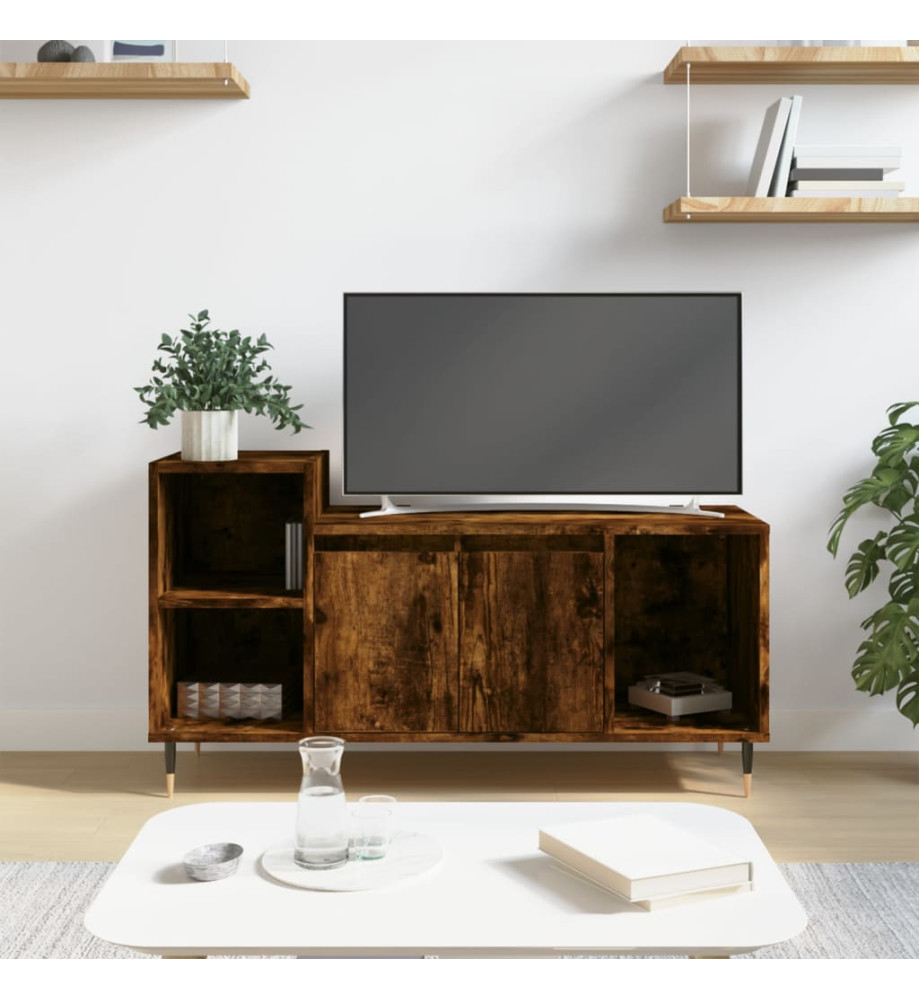 Meuble TV Chêne fumé 100x35x55 cm Bois d'ingénierie