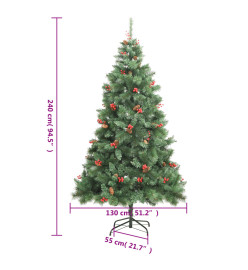 Sapin de Noël artificiel avec pommes de pin et baies 240 cm