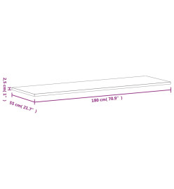 Dessus de plan de travail 180x55x2,5 cm bois massif de hêtre