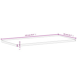 Dessus de plan de travail 115x55x2,5 cm bois massif de hêtre