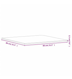 Dessus de table 80x80x1,5 cm carré bois massif de hêtre